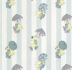 Dollhouse Miniature Wallpaper, Raining Ducks, White